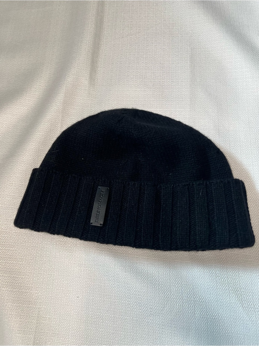 Bruno Magli 100% Cashmere Black Ribbed Knit Beanie